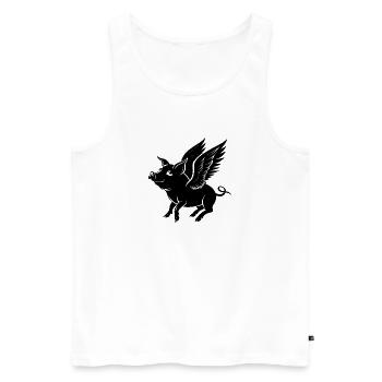 Fliegendes Schwein mit Flügeln - Männer Premium Bio Tank Top - Weiß - Vorne - Michal (187cm)