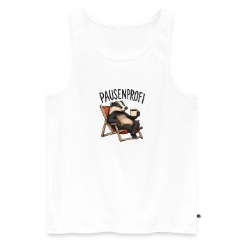 Pausenprofi Badger mit Kaffee - Männer Premium Bio Tank Top - Weiß - Vorne - Michal (187cm)