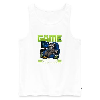 Gamer Gaming Raccoon Video Game - Männer Premium Bio Tank Top - Weiß - Vorne - Michal (187cm)