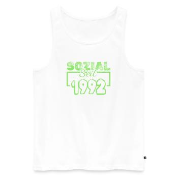 Sozialarbeiter 1992 - Männer Premium Bio Tank Top - Weiß - Vorne - Michal (187cm)