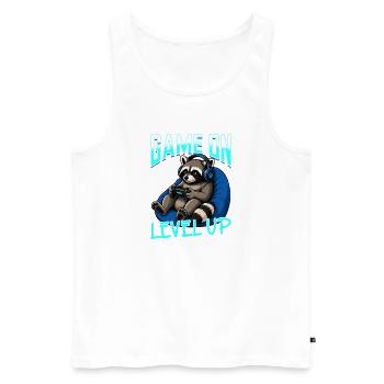 Gamer Gaming Raccoon Video Game - Männer Premium Bio Tank Top - Weiß - Vorne - Michal (187cm)
