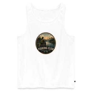 Angelclub Vintage Abenteuergrafik - Männer Premium Bio Tank Top - Weiß - Vorne - Michal (187cm)