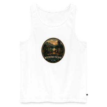 Weekend Escape Vintage-Abenteuer-Grafik - Männer Premium Bio Tank Top - Weiß - Vorne - Michal (187cm)