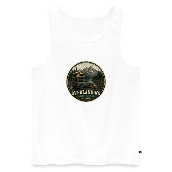 Graphique d’aventure vintage Overlanding - Débardeur bio Premium Homme - blanc - Devant - Michal (187cm)