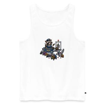 Waschbär kontrolliert Tauben am Flughafen Chaos - Männer Premium Bio Tank Top - Weiß - Vorne - Michal (187cm)