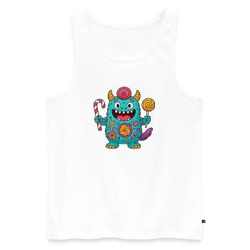 Niedliches Suessigkeiten Monster - Männer Premium Bio Tank Top - Weiß - Vorne - Michal (187cm)
