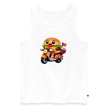Kawaii Burger auf dem Motorrad - Männer Premium Bio Tank Top - Weiß - Vorne - Michal (187cm)