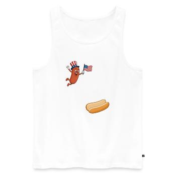 Hot-dog saute dans le pain – Hot-dog pour le 4 juillet - Débardeur bio Premium Homme - blanc - Devant - Michal (187cm)