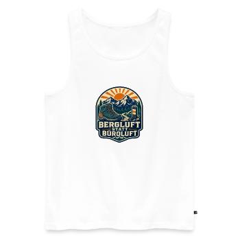Bergluft statt Büroluft Wandern - Männer Premium Bio Tank Top - Weiß - Vorne - Michal (187cm)