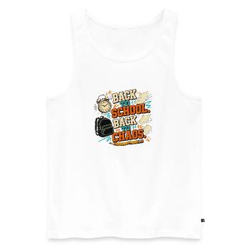 Back to School – Back to Chaos - Männer Premium Bio Tank Top - Weiß - Vorne - Michal (187cm)