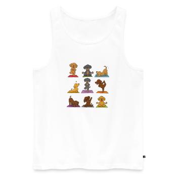 HundeYoga Sammlung auf Matte - Männer Premium Bio Tank Top - Weiß - Vorne - Michal (187cm)