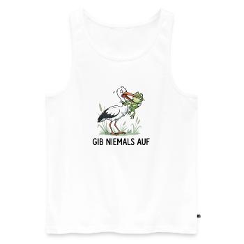 Gib niemals auf! – Lustiger Storch & Frosch - Männer Premium Bio Tank Top - Weiß - Vorne - Michal (187cm)