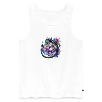 Süßer Drache mit D20 Würfel – Pen & Paper - Männer Premium Bio Tank Top - Weiß - Vorne - Michal (187cm)