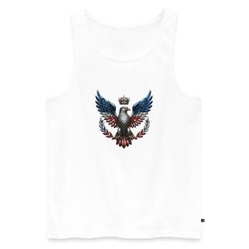 Königlicher US Adler – Freiheit & Krone Wappen - Männer Premium Bio Tank Top - Weiß - Vorne - Michal (187cm)