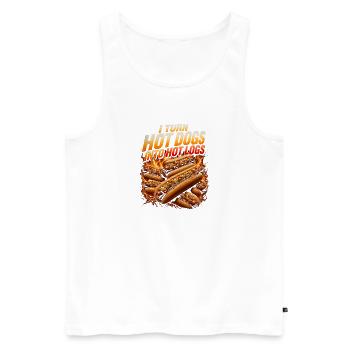 Je transforme des hot-dogs en bûches chaudes (Drôle - Débardeur bio Premium Homme - blanc - Devant - Michal (187cm)