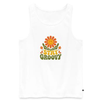 Stay Groovy – 70er Jahre Retro Blume Blüte Vektor - Männer Premium Bio Tank Top - Weiß - Vorne - Michal (187cm)