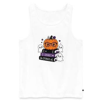 Halloween Kürbis mit Brille - Männer Premium Bio Tank Top - Weiß - Vorne - Michal (187cm)
