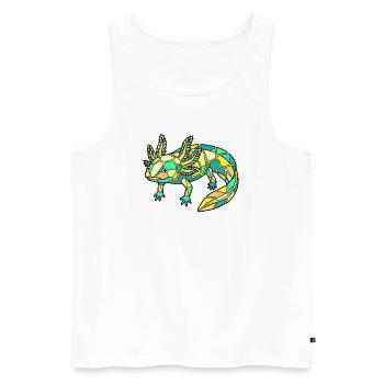 Mosaïque géométrique d’axolotls - Débardeur bio Premium Homme - blanc - Devant - Michal (187cm)