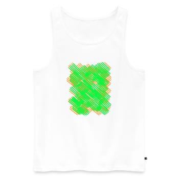 Neon Grün-Orangene Strichmuster - Männer Premium Bio Tank Top - Weiß - Vorne - Michal (187cm)