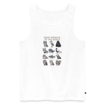  Graue Tiere Der Welt Wildtierdiagramm Wolf Eule - Männer Premium Bio Tank Top - Weiß - Vorne - Michal (187cm)