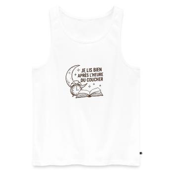 Je lis bien après l'heure du coucher - Livre - Débardeur bio Premium Homme - blanc - Devant - Michal (187cm)
