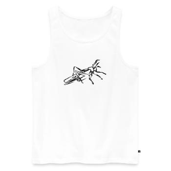 Schwarze Heuschrecke – Intecte Illustration - Männer Premium Bio Tank Top - Weiß - Vorne - Michal (187cm)