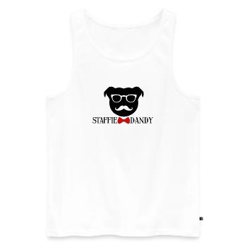  Le staffie dandy - 010 - Débardeur bio Premium Homme - blanc - Devant - Michal (187cm)