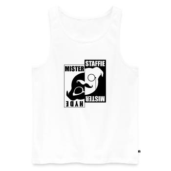 Mister Staffie Mister Hyde - 030 - Männer Premium Bio Tank Top - Weiß - Vorne - Michal (187cm)
