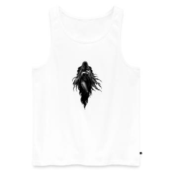 Nebelgeist im schwarzen Umhang - Männer Premium Bio Tank Top - Weiß - Vorne - Michal (187cm)