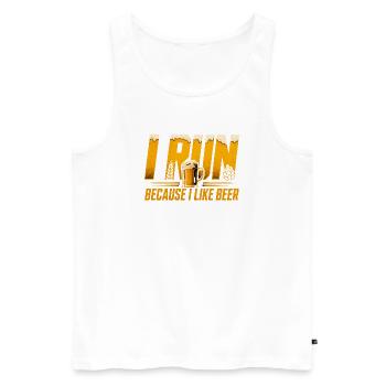 Ich laufe wegen Bier - Lustiges Lauf Shirt - Männer Premium Bio Tank Top - Weiß - Vorne - Michal (187cm)