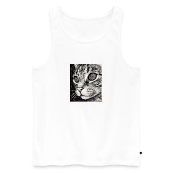 Hypnotischer Katzenblick im All - Männer Premium Bio Tank Top - Weiß - Vorne - Michal (187cm)
