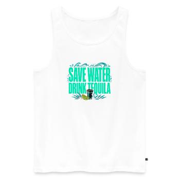 Spare Wasser, trink Tequila - Lustiges Shirt - Männer Premium Bio Tank Top - Weiß - Vorne - Michal (187cm)