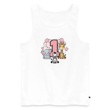 Safari des peluches pour le premier anniversaire - Débardeur bio Premium Homme - blanc - Devant - Michal (187cm)