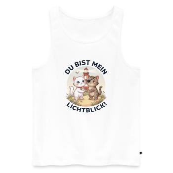 Katzen Leuchtturm Lichtblick - Männer Premium Bio Tank Top - Weiß - Vorne - Michal (187cm)