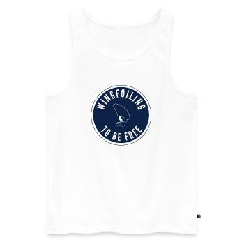 Le wingfoiling sera gratuit – Badge dans la Marine - Débardeur bio Premium Homme - blanc - Devant - Michal (187cm)