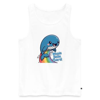 Baleine arc-en-ciel Bonjour - Débardeur bio Premium Homme - blanc - Devant - Michal (187cm)