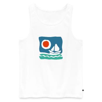 Segelboot auf azurblauem Meer – Meeresillustration - Männer Premium Bio Tank Top - Weiß - Vorne - Michal (187cm)
