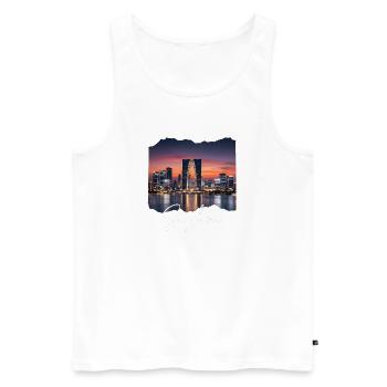 Suzhou Skyline Abendrot Script - Männer Premium Bio Tank Top - Weiß - Vorne - Michal (187cm)