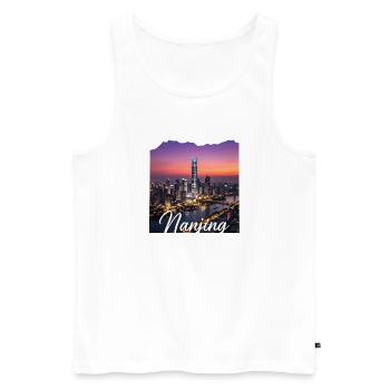 Nanjing Skyline Sonnenuntergang - Männer Premium Bio Tank Top - Weiß - Vorne - Michal (187cm)