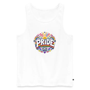Pride Regenbogen Disko CSD Spruch Outfit - Männer Premium Bio Tank Top - Weiß - Vorne - Michal (187cm)