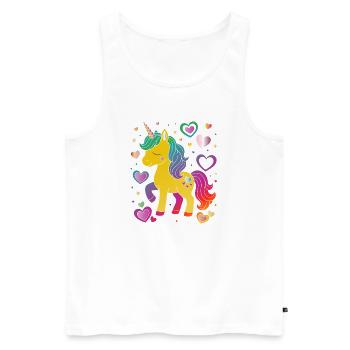 Niedliches Einhorn mit Herzen Design - Männer Premium Bio Tank Top - Weiß - Vorne - Michal (187cm)