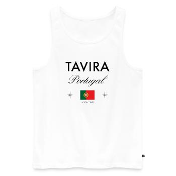 Tavira Portugal Coordinates Travel Souvenir - Men's Premium Organic Tank Top - white - Front - Michal (187cm)