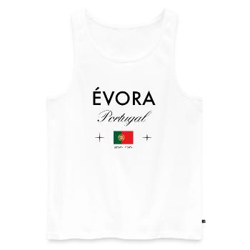 Evora Portugal Koordinaten Reise Souvenir - Männer Premium Bio Tank Top - Weiß - Vorne - Michal (187cm)