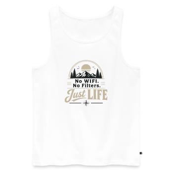 No WiFi No Filters Just Life | Outdoor Design - Men's Premium Organic Tank Top - white - Front - Michal (187cm)