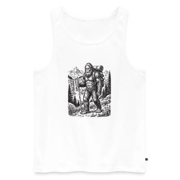 Wandern – Outdoor-Abenteuer – Big Foot - Männer Premium Bio Tank Top - Weiß - Vorne - Michal (187cm)