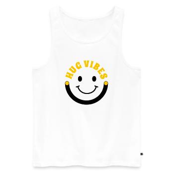 Minimalistische Umarmungsstimmung – Typografie mit Lächelkurve - Männer Premium Bio Tank Top - Weiß - Vorne - Michal (187cm)