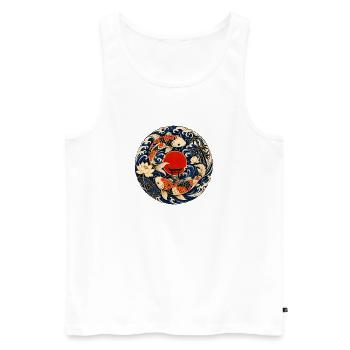 Koi im Mondkreis mit Torii - Männer Premium Bio Tank Top - Weiß - Vorne - Michal (187cm)