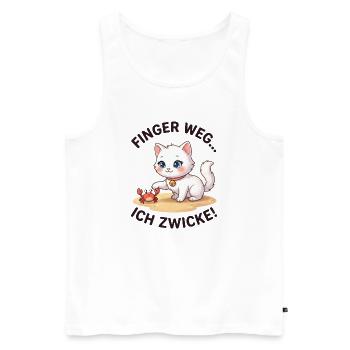 Katze Krabbe Finger weg Spruch - Männer Premium Bio Tank Top - Weiß - Vorne - Michal (187cm)