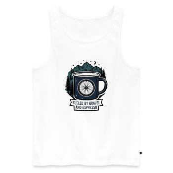 Angetrieben von Kies und Espresso-Kaffeetasse - Männer Premium Bio Tank Top - Weiß - Vorne - Michal (187cm)