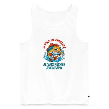 Je Vais Pêcher Avec Papa Cadeau Enfant - Débardeur bio Premium Homme - blanc - Devant - Michal (187cm)